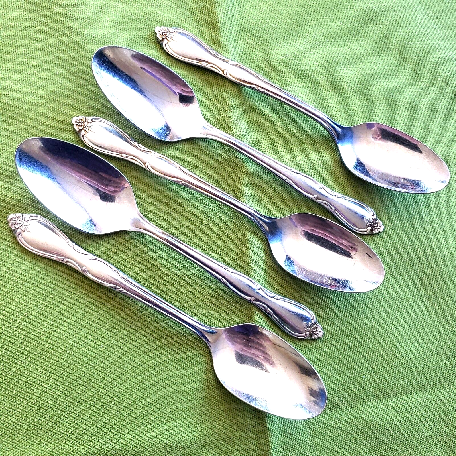 Oneida Ltd. Wm. A Rogers Stainless 5 Montclair Teaspoon(s) Floral Tip 6" #73903 - $17.81