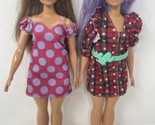 2 Barbie Curvy Fashionistas Vitiligo Purple Hair Dressed - $19.99