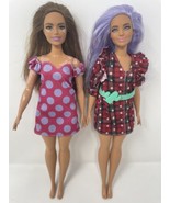 2 Barbie Curvy Fashionistas Vitiligo Purple Hair Dressed - £15.72 GBP