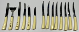Vintage FLEUR DE LIS Gourmet Cutlery Set 14 Piece Surgical Stainless Steel USA - £15.71 GBP