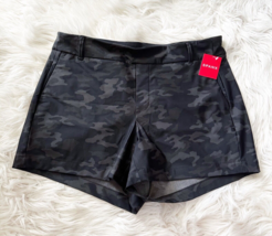 NWT SPANX Sunshine Shorts 4&quot; InsPull On 4-Way Stretch Pockets L in Black Camo - £51.43 GBP