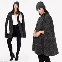 Love Stitch Charcoal Double Breasted Marled &quot;Anika Cape Coat&quot; New S/M M/L - £56.47 GBP