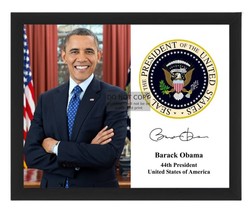 President Barack Obama Presidential Seal Autographed 8X10 Framed Photo - £15.84 GBP