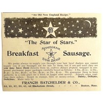 Batchelder Breakfast Sausage 1894 Advertisement Victorian Monogram Star ADBN1oo - £12.01 GBP