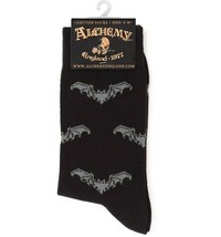 Alchemy Gothic Black Gray Vampire Bat Graphic Crew Socks Fun Goth SOX003 S/M M/L - £9.55 GBP