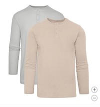 True Classic Mens T-Shirt Tan Gray Grey 2-Pack Long Sleeves Henley Bicep... - $68.99