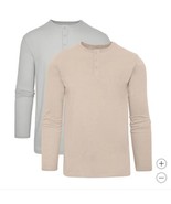 True Classic Mens T-Shirt Tan Gray Grey 2-Pack Long Sleeves Henley Bicep... - $96.53 CAD