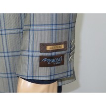 Men's Mono Turkey Sport Coat 100% Super 180s Wool 1480-03 Gray Blue Plaid image 2