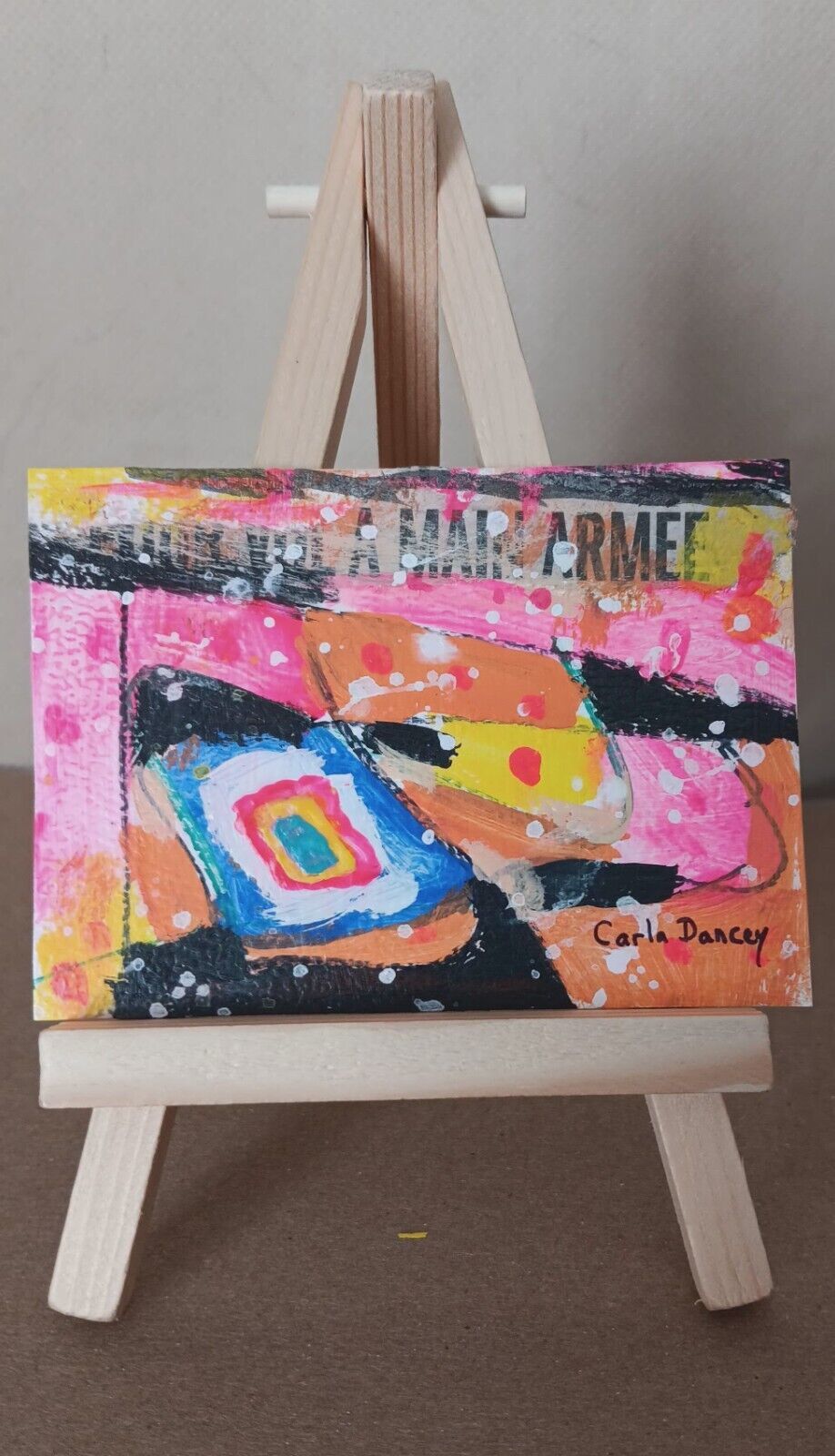 ACEO Original Abstract Acrylic Painting Collage Signed Collectible Mini ... - $1.82