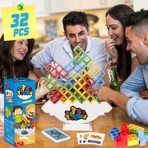 32 PCS Tetra Tower Game Stacking Blocks Building Balance Board Games for Kids Ad - £25.67 GBP