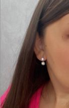 Beautiful sterling silver 925 earjacket earrings with pearls, screwback. - £35.17 GBP