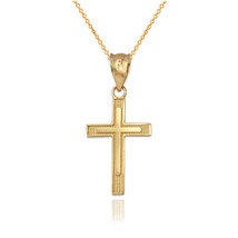 Yellow Gold Inner Cross Charm Necklace - £42.16 GBP+