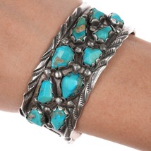 6.25&quot; Vintage Zuni sterling carved turquoise cuff bracelet - $396.00