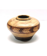 Small Multi-Wood Art Vase  Pueblo Arrow Design Signed George 2014 Nice! - $35.00