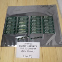 Lot of 50 - 30-pin GoldStar GMM791000NS-70 1MB RAM SIMM Memory - $233.74