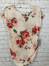 Siren Lily Womens Small Maternity Top Cream Pink Floral Print Ruched Sides NWT - £15.51 GBP