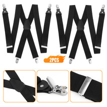 2Pcs Men&#39;S Suspenders Adjustable Elastic X-Shaped Braces Hooks Pants Bra... - $26.99