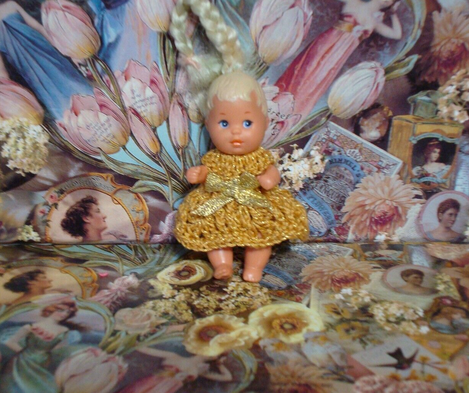 Hand Crochet Dress For Barbie Baby Krissy / Zuru Baby Or Same Size Dolls... - $12.00