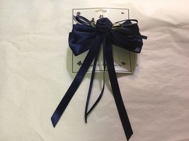 Anita Girls Formal Navy Blue Large Triple Stack Rosebud Streamers Hairbo... - £4.70 GBP