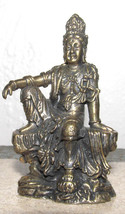 Vintage Brass Hindu Sitting Guan Yin 2.5&quot; Collectible Statue Sculpture - £23.58 GBP