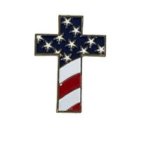 American Flag USA July 4th Stars Stripes Cross Pinback Lapel Pin Tie Tac... - $6.76