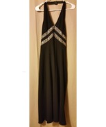EVAN PICONE! Black Halter Long Dress Lined V&#39;s Of Squins Size 12     B8 - £21.09 GBP