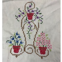 Vintage Cross Stich Kitchen Tea Towel  Floral Weeping Vines In Iron Plan... - $18.67