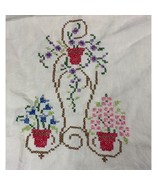 Vintage Cross Stich Kitchen Tea Towel  Floral Weeping Vines In Iron Plan... - $18.67