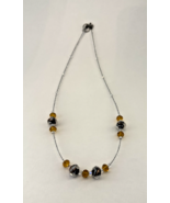 Handcrafted Necklace, Topaz/Black/Clear glass rondelle beads w/clear see... - $19.80