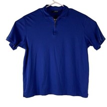 Murano Wardrobe Essentials Short Sleeve Polo Shirt XL Blue Quarter Zip Cotton - £18.25 GBP