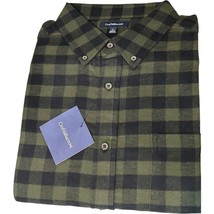 croft &amp; barrow men&#39;s woven long sleeve green/black flannel shirt size L ... - $17.48