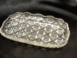 3928  Antique Unbranded Hobstar Cut Cain Glass Celery Dish - $221.85 MXN