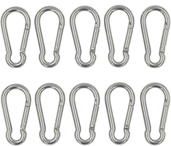 DGOL 10Pcs M5 304 Stainless Steel Carabiner Snap Spring Hook Outdoor D Ring Chai - £10.44 GBP