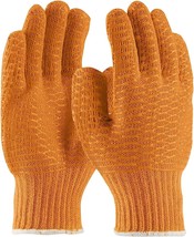 String Knit Work Gloves, Large Size 12 Pairs of Orange PVC Cotton Gloves - £26.61 GBP