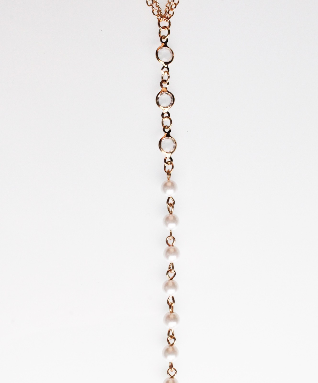 Cohesive Jewels Long Gold Plated Simulated Crystal & Pearl Channel Y Necklace Item image 3