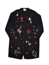 The Quacker Factory Sweater Women M Cardigan Floral Embroidered Long Kne... - £21.56 GBP