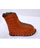 Vintage Hand Tooled Leather Shoe Shaped Coin Purse with Arrow - $18.32