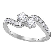 10kt White Gold Round Diamond 2-stone Bridal Wedding Engagement Ring 5/8... - £717.72 GBP