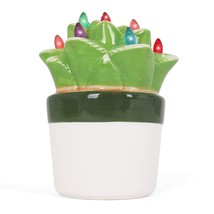 5.5&quot; Mini Ceramic Christmas Tree Lighted Aloe Succulent, Light Up Vintag... - $71.90