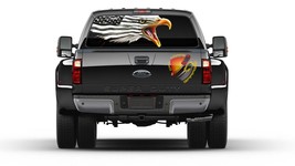 American Flag Black and White Eagle Rear Window Perforated Graphic Decal... - £40.12 GBP