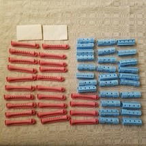 Lot of Vintage 28 Blue two piece &amp; 24 Pink swing arm perm rollers (52 total) - £15.23 GBP