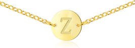 Gold Coin Initial Necklace Sterling Silver 18K Gold Plated Dainty Gold Coin Init - £7.73 GBP