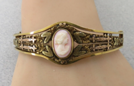 Antique Gold Filled Bracelet Angel Skin Cameo Blackinton Hallmark W &amp; S.... - £130.12 GBP