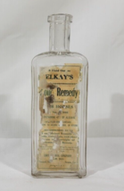 Antique Elkay&#39;s Colic Remedy For Horses Bottle Paper Label - $25.74