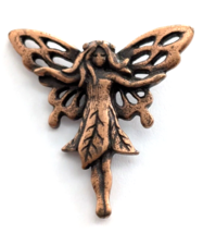 VTG JJ Fairy Butterly Wings Leaves Dress Copper Tone Lepel Pin Jonette J... - $186.21 MXN