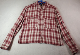 FOREVER 21 Shirt Womens Small Red White Plaid Long Sleeve Collared Button Down - £6.81 GBP