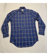 David Donahue Plaid Button Down Dress Shirt Men’s Medium Blue Plaid Long... - $19.35