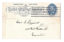 UX11 Postal Card Philadelphia PA 1896 Amercan Machine Cancel Quaker Plai... - $9.95