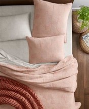 Oake Faux Embroidery Geo Stitch 100% Cotton Coverlet, Terracotta, King MRSP $280 - £61.27 GBP