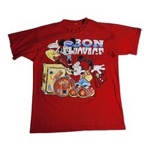 Vintage Bon Voyage Mickey &amp; Mickey Shirt Size Large Red Short Sleeve - $18.76